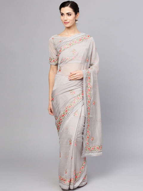 

Saree mall Grey Embroidered Saree