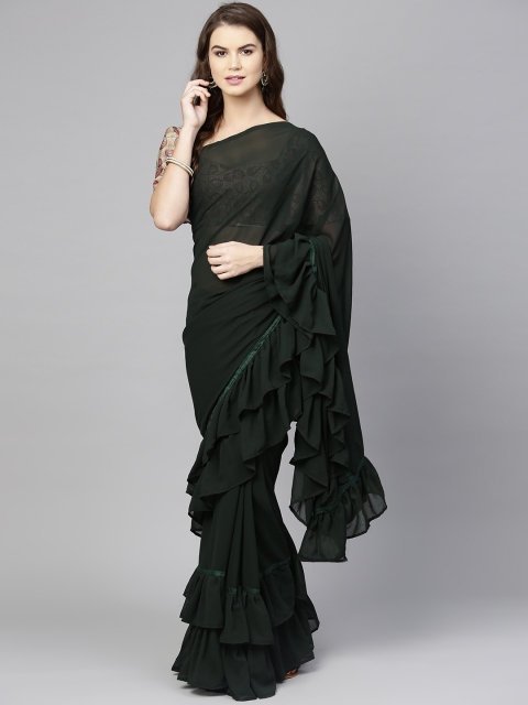 

Saree mall Green & Beige Solid Saree