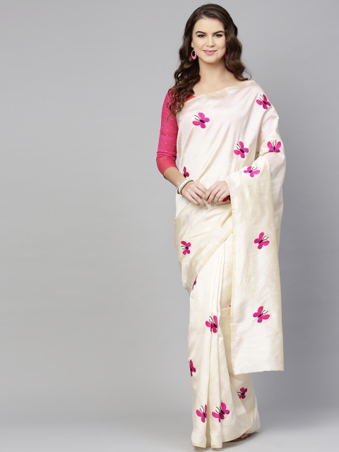 

Saree mall Beige & Pink Embroidered Saree