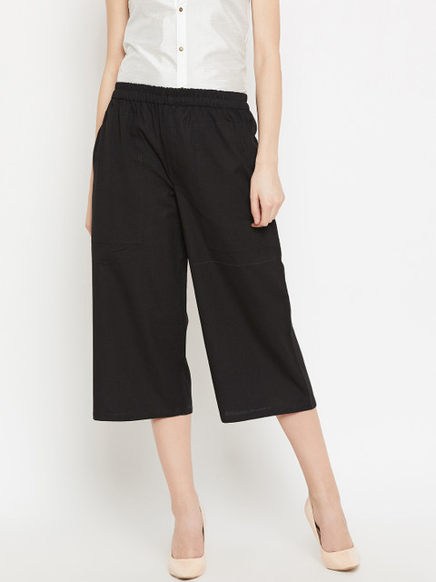 

Sringam Women Black Regular Fit Solid Culottes