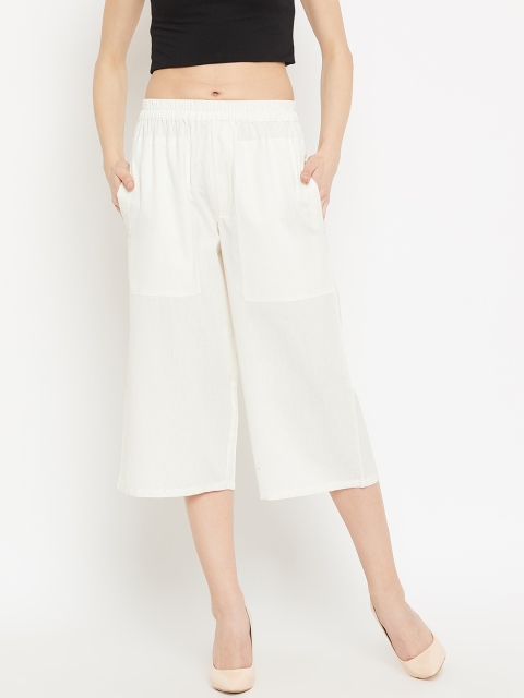 

Sringam Women Off-White Regular Fit Solid Culottes