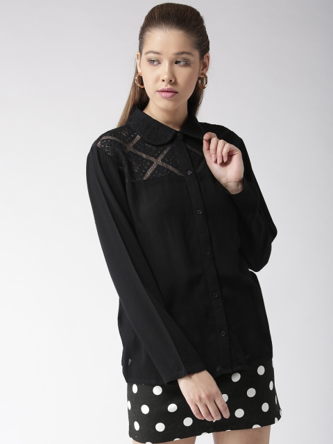 

MIWAY Women Black Regular Fit Solid Casual Shirt