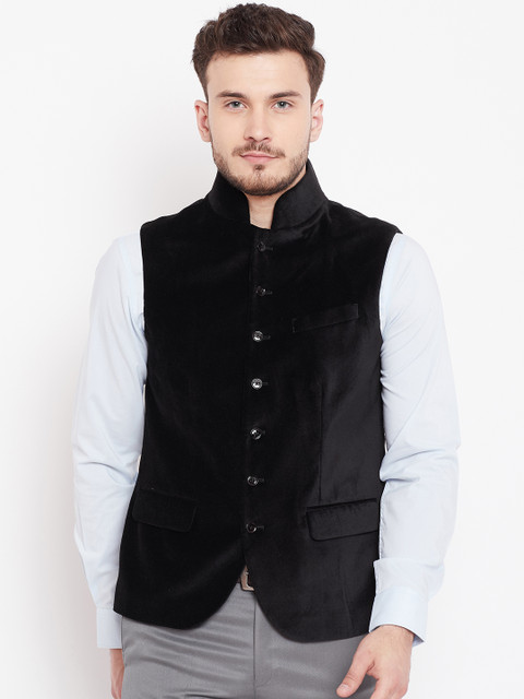 

Blackberrys Men Black Velvet Nehru Jacket