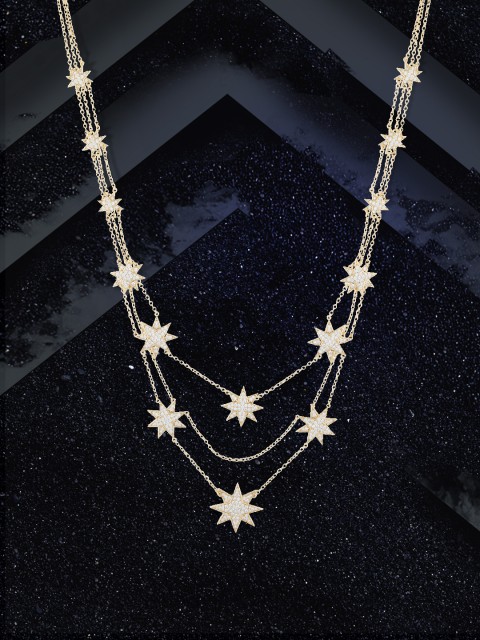 

shaze Gold-Plated Antique CZ Studded Necklace