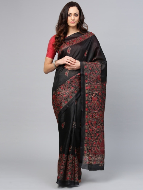 

Saree mall Black & Red Printed Bhagalpuri Saree
