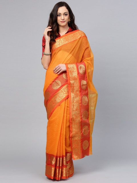 

Saree mall Orange Solid Bagh Saree