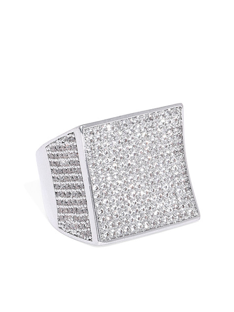 

shaze Women Silver-Toned CZ Stone-Studded Finger Ring