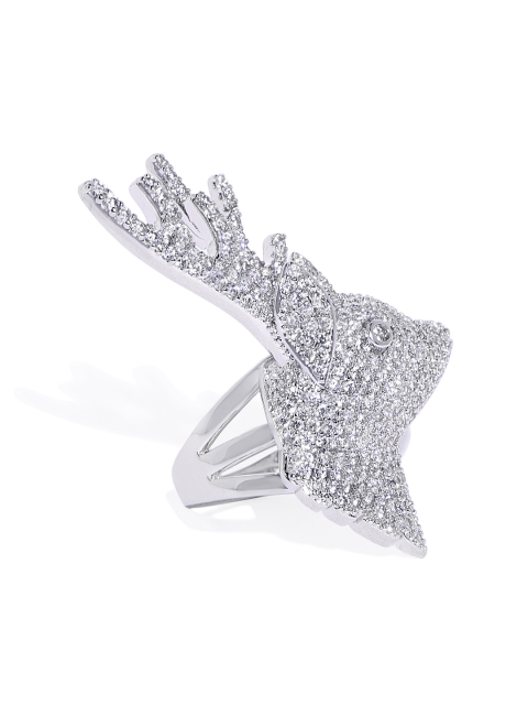 

shaze Women Silver-Plated Stone Studded Finger Ring