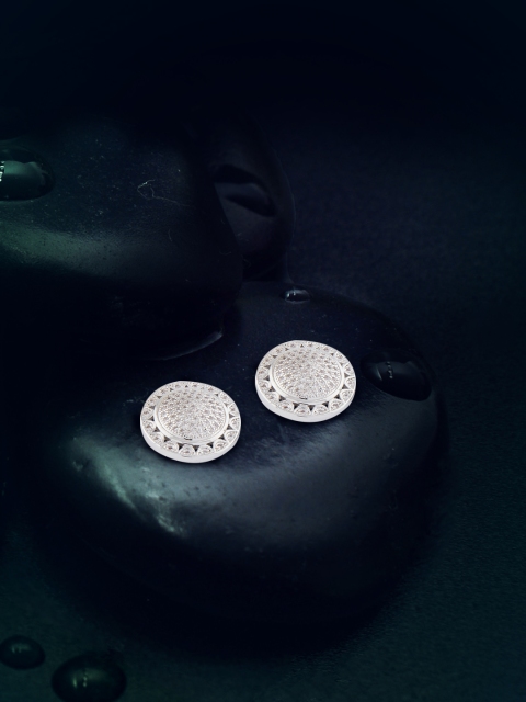 

shaze Silver-Toned Circular Studs