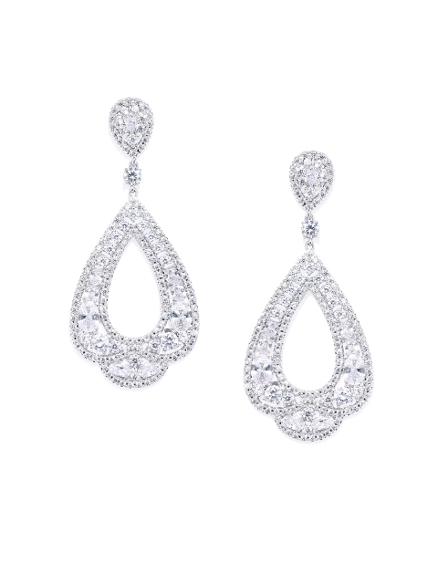 

shaze Women Silver-Toned Contemporary Drop Earrings