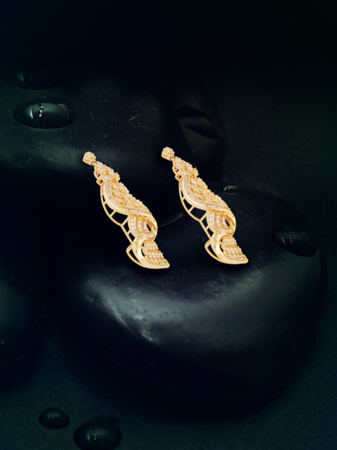 

shaze Gold-Toned Circular Drop Earrings