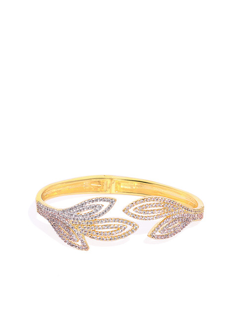 

shaze Gold-Plated Antique CZ Stone-Studded Link Bracelet