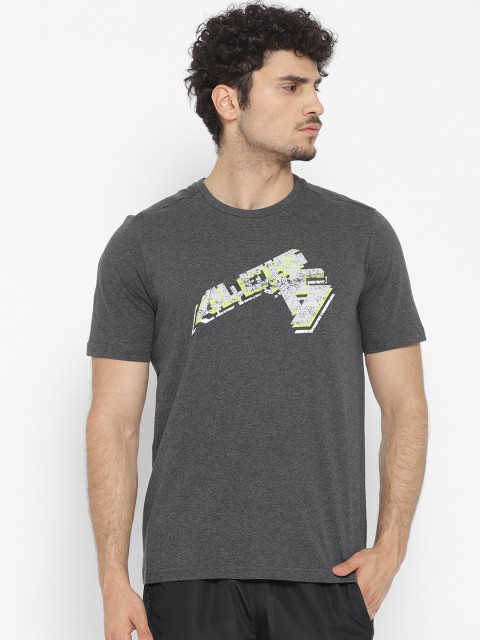 

Alcis Men Charcoal Grey Printed Detail Round Neck Training T-shirt