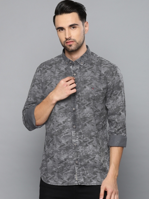 

Louis Philippe Jeans Men Charcoal Grey Super Slim Fit Printed Casual Shirt
