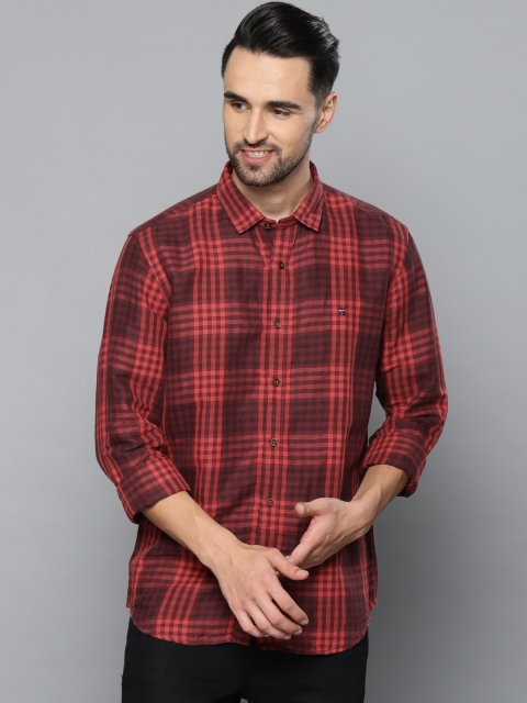 

Louis Philippe Jeans Men Red Slim Fit Checked Casual Shirt