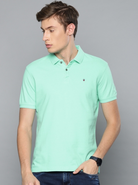 

Louis Philippe Jeans Men Sea Green Solid Polo Collar T-shirt