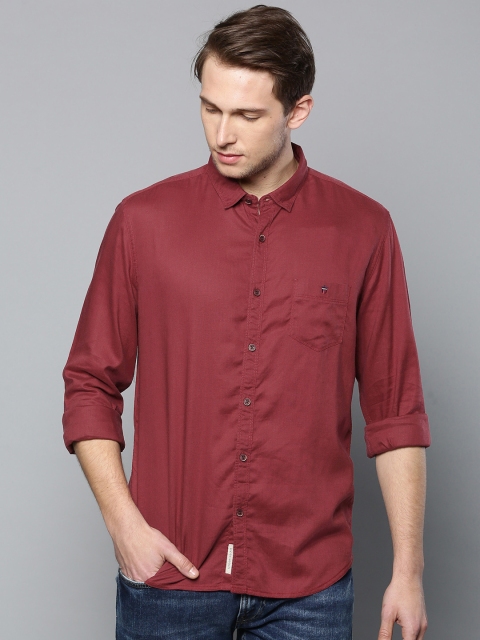 

Louis Philippe Jeans Men Maroon Super Slim Fit Solid Casual Shirt