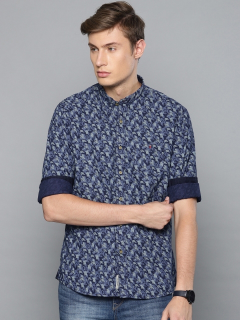 

Louis Philippe Jeans Men Navy Blue Slim Fit Printed Casual Shirt