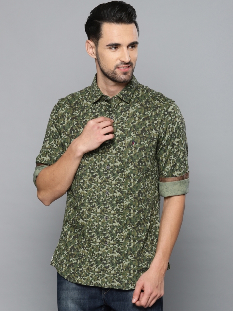 

Louis Philippe Jeans Men Olive Green Super Slim Fit Printed Casual Shirt