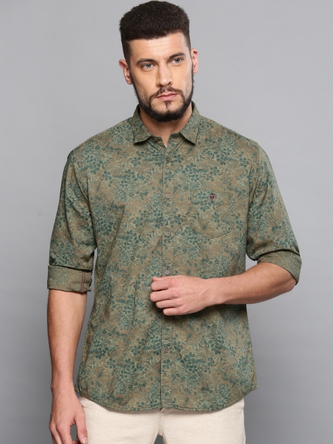

Louis Philippe Jeans Men Olive Green Slim Fit Printed Casual Shirt