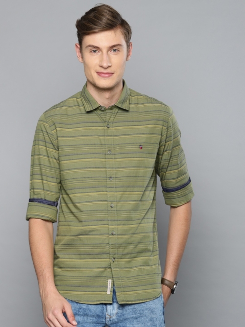 

Louis Philippe Jeans Men Green Jermyn Slim Fit Striped Casual Shirt
