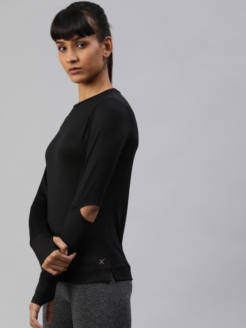 

HRX by Hrithik Roshan Women Black Solid Round Neck Rapid Dry Active T-shirt