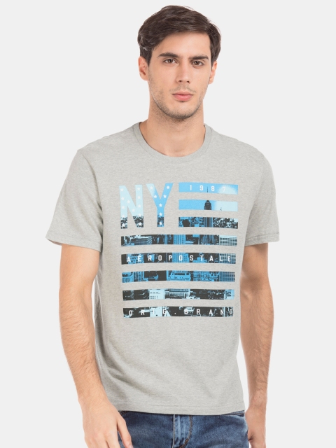 

Aeropostale Men Grey Printed Slim Fit Round Neck T-shirt