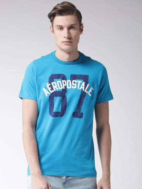 

Aeropostale Men Blue Printed Round Neck T-shirt