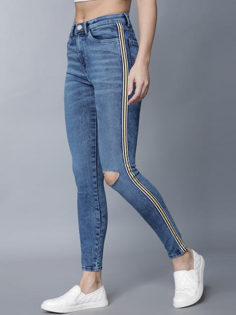 

Tokyo Talkies Women Blue Super Skinny Fit Mid-Rise Slash Knee Stretchable Jeans