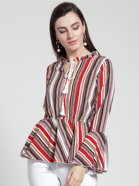 

plusS Women Multicoloured Striped Peplum Top, Multi