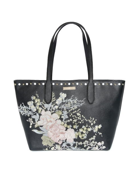 

Addons Black Embroidered Shoulder Bag
