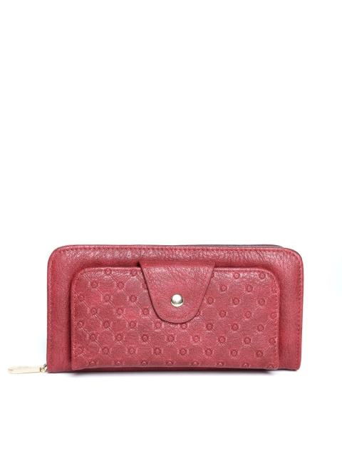 

Addons Women Maroon Textured Zip Around Wallet