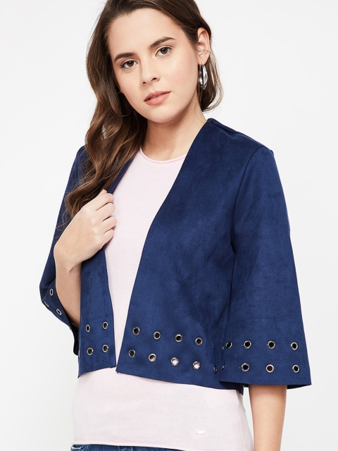 

CODE by Lifestyle Women Navy Blue Solid Open Front Shrug