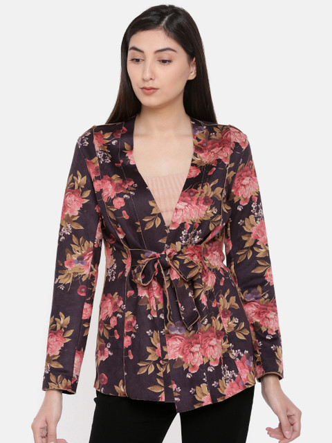 

CODE by Lifestyle Women Purple Printed Tailored Jacket