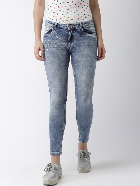 

Bossini Women Blue Skinny Fit Mid-Rise Low Distress Stretchable Jeans, Na