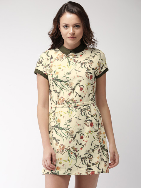 

Bossini Women Yellow Printed Fit and Flare Dress