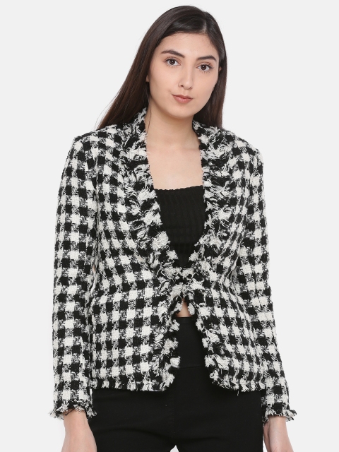 

CODE by Lifestyle Women Black & White Self-Design Tailored Jacket