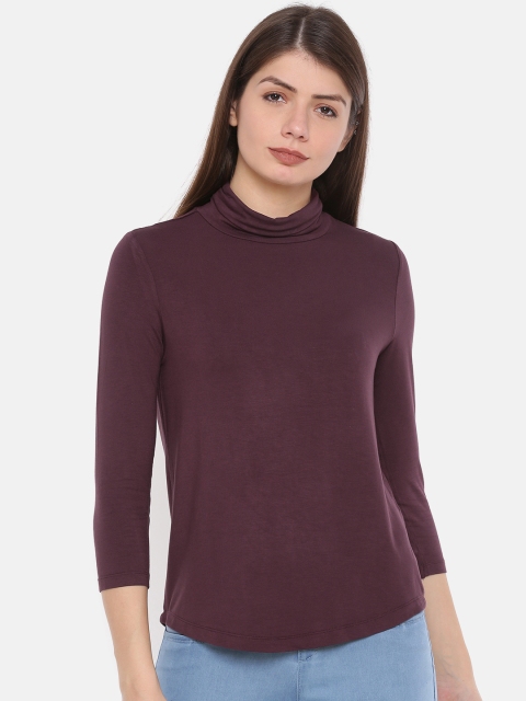 

Fame Forever by Lifestyle Women Burgundy Solid Top