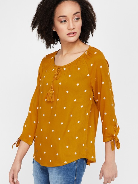 

Fame Forever by Lifestyle Women Mustard Brown Printed Top
