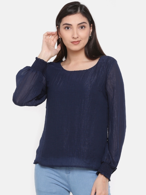 

CODE by Lifestyle Women Navy Blue Solid Top