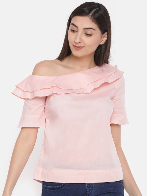 

CODE by Lifestyle Women Pink Solid Bardot Top