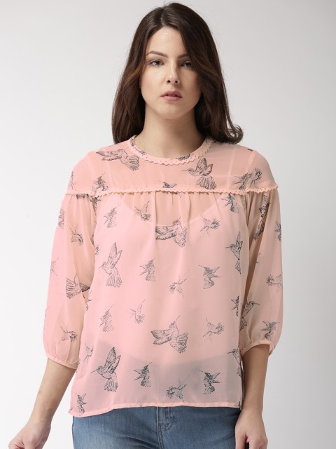 

Bossini Women Peach-Coloured Printed Top