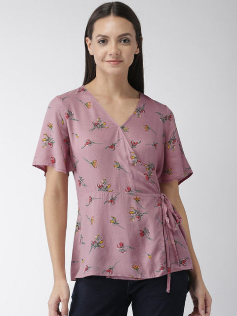 

Bossini Women Pink Printed Wrap Top