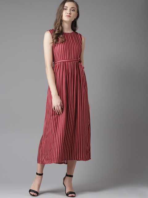 

Moda Rapido Women Red & Black Striped A-Line Dress