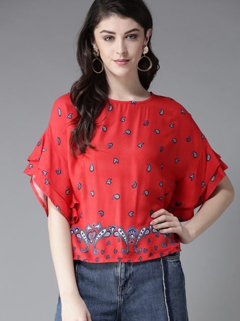 

Moda Rapido Women Red Printed Boxy Top