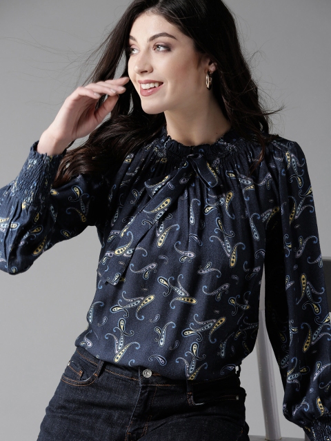

Moda Rapido Women Navy Blue Printed Top