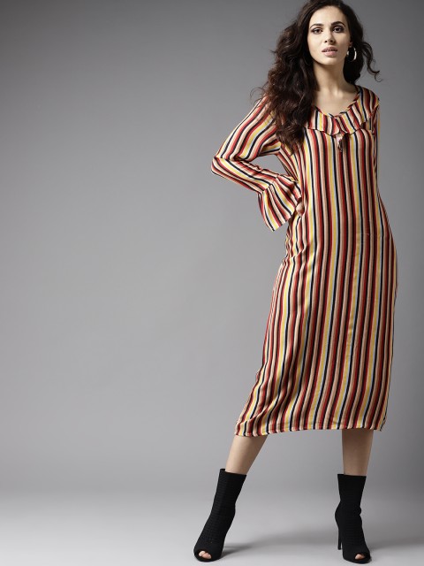 

Moda Rapido Women Multicoloured Striped A-Line Dress, Multi