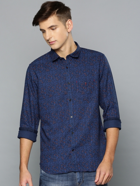 

Louis Philippe Sport Men Blue Super Slim Fit Printed Casual Shirt