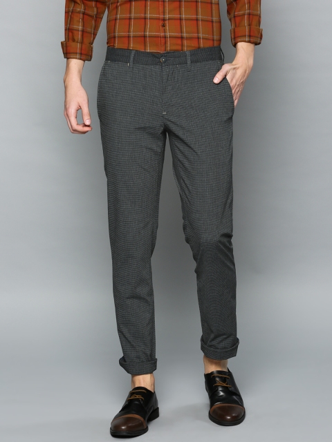 

Louis Philippe Sport Men Black & Grey Slim Fit Checked Smart Casual Trousers