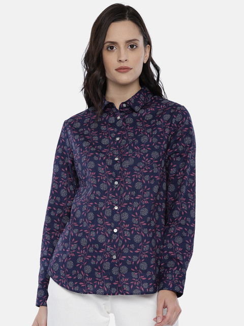 

Allen Solly Woman Blue Regular Fit Printed Formal Shirt